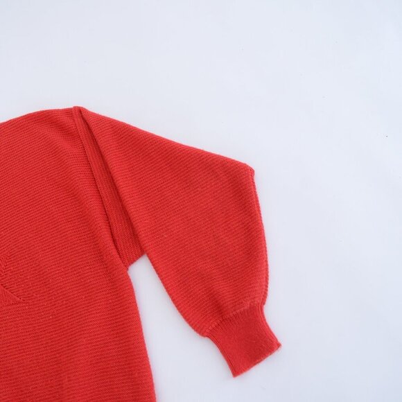Vintage Amy Su Kung Red Fine Knit Crewneck w Red Snowflake Design Sweater L - Picture 5 of 10